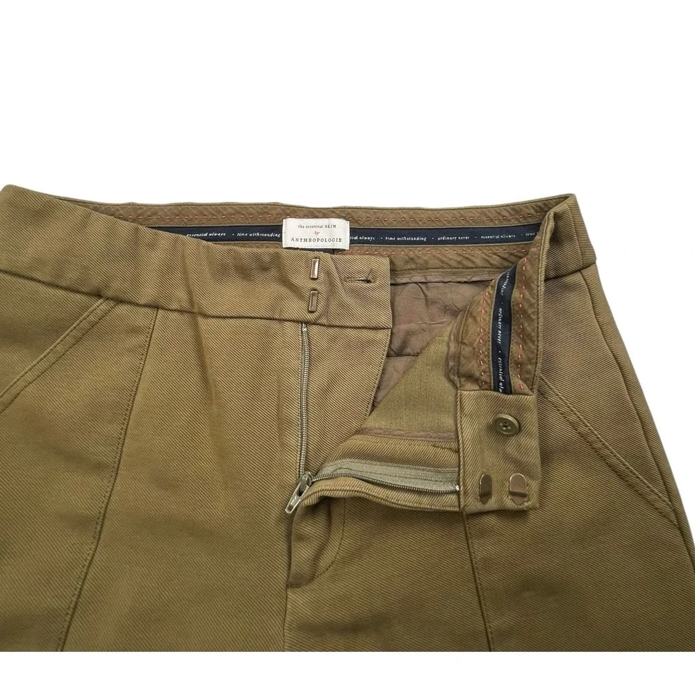 Anthropologie The‎ Essential Slim Womens 10 Green Cargo Pant Mid Rise